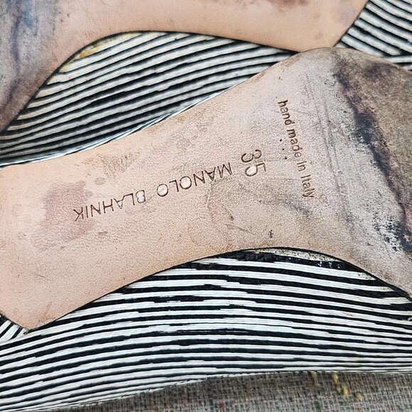 Manolo Blahnik Women Heels Sandal Crystal-embellished Pumps Shoes Italy Size 35 - Picture 11 of 12